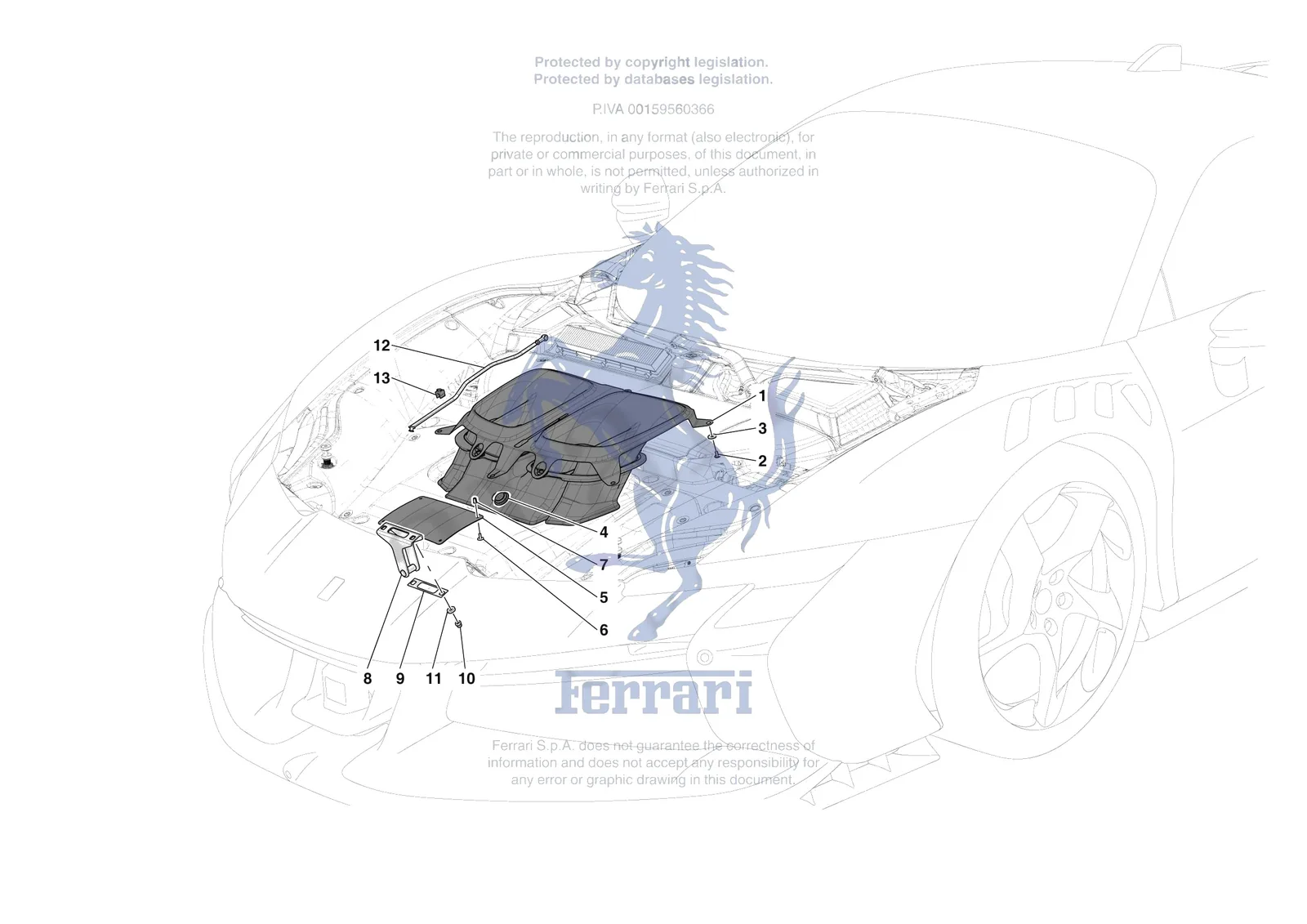 Ferrari SF90 XX Stradale [VEHICLE TRIM] - E.33 - FRONT LID TRIM exploded diagram