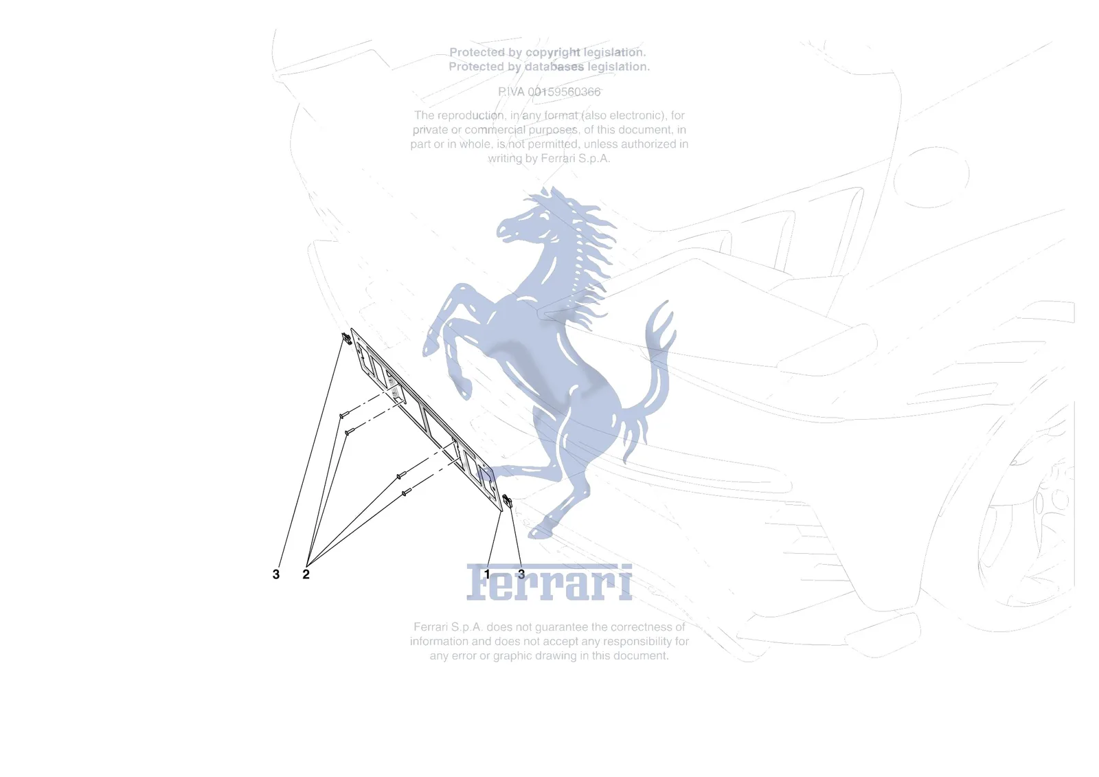 Ferrari SF90 XX Stradale [VEHICLE TRIM] - E.43 - REAR LICENCE PLATE INSTALLATION exploded diagram