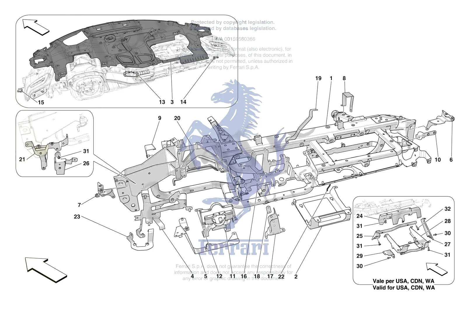 Ferrari SF90 XX Stradale [VEHICLE TRIM] - E.47.01 - DASHBOARD - SUBSTRUCTURE -Not for RHD- exploded diagram