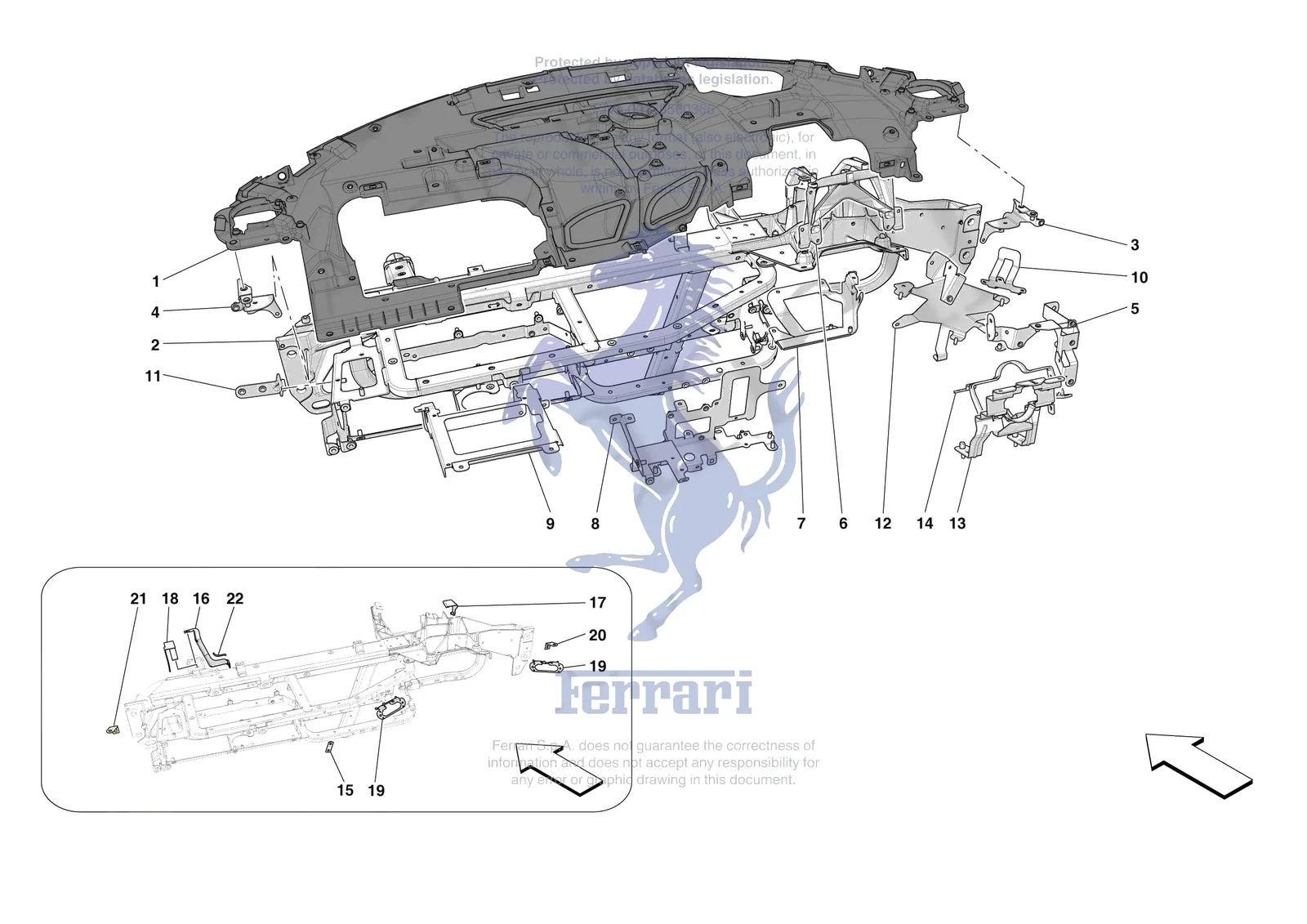 Ferrari SF90 XX Stradale [VEHICLE TRIM] - E.47.02 - DASHBOARD - SUBSTRUCTURE -Applicable for RHD- exploded diagram