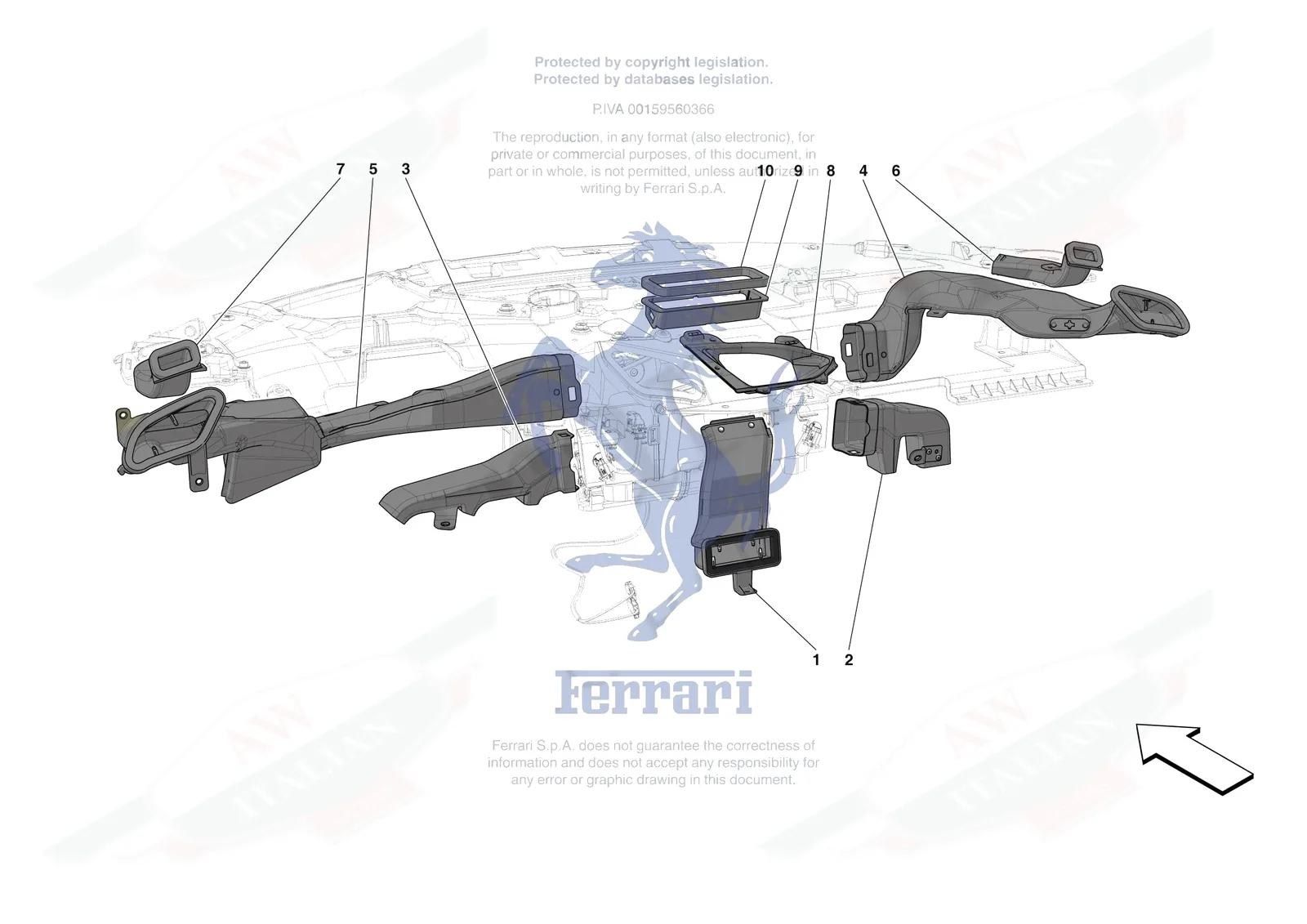 Ferrari SF90 XX Stradale [VEHICLE TRIM] - E.47.05 - DASHBOARD - DUCTS -Not for RHD- exploded diagram