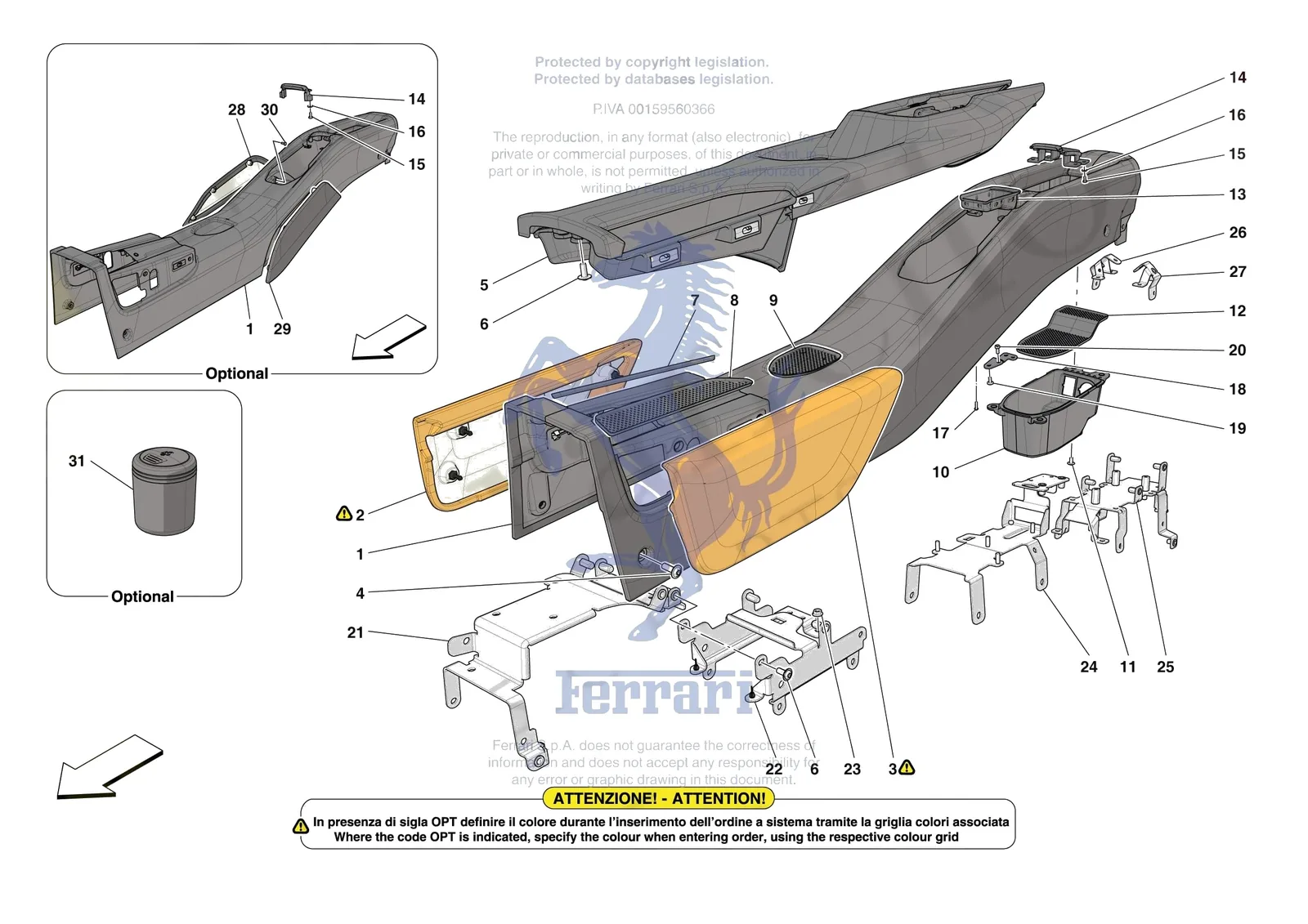 Ferrari SF90 XX Stradale [VEHICLE TRIM] - E.48 - CENTRE TUNNEL AND CONSOLE exploded diagram