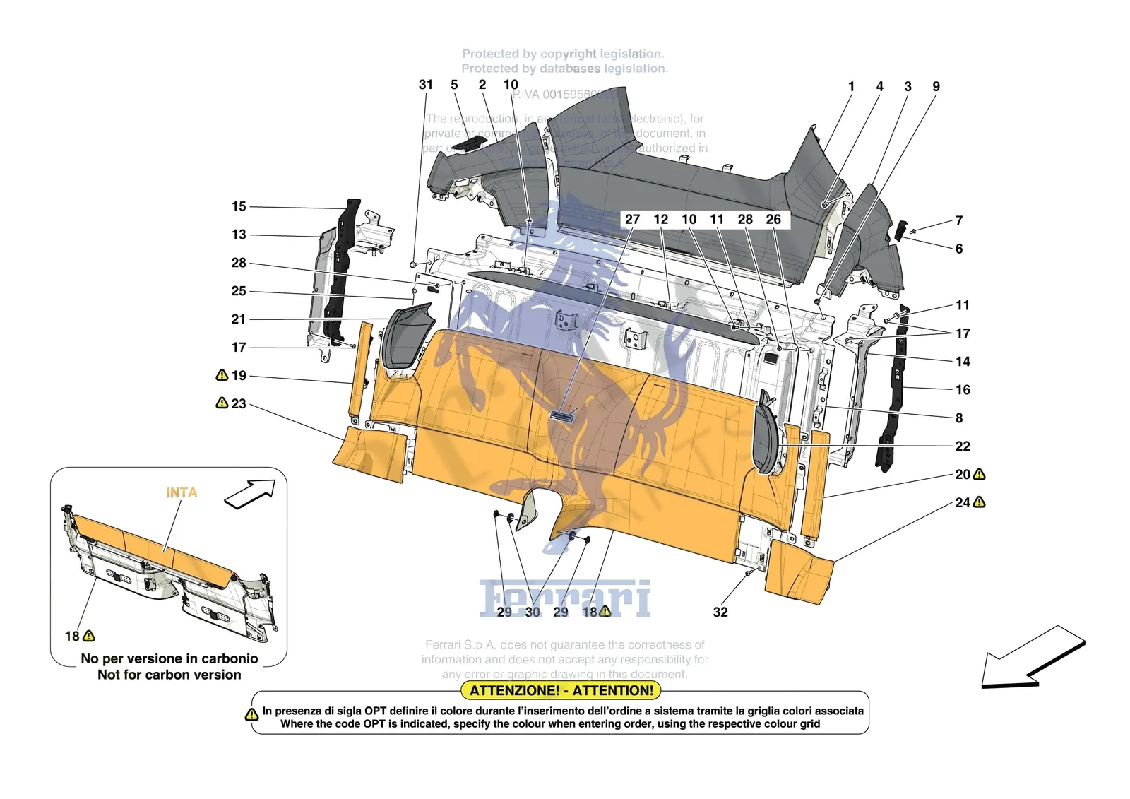 Ferrari SF90 XX Stradale [VEHICLE TRIM] - E.50 - OTHER INTERIOR TRIM ELEMENTS exploded diagram