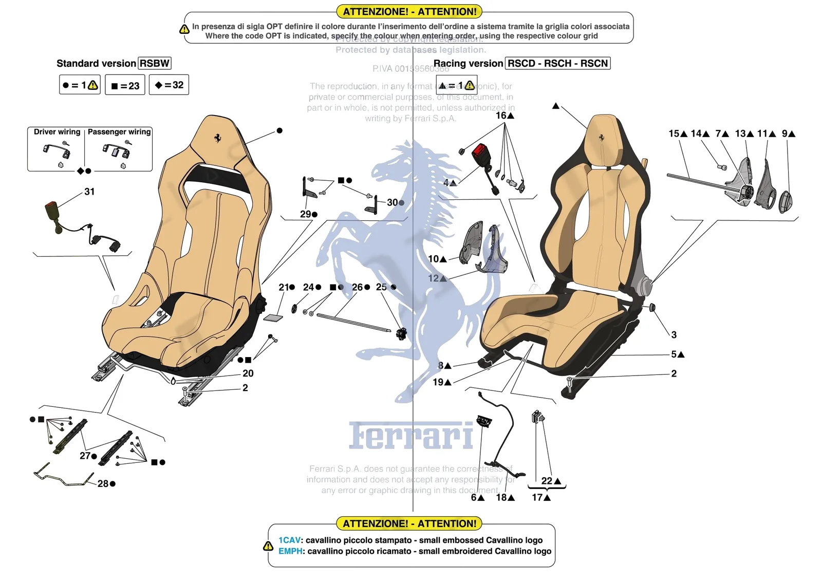 Ferrari SF90 XX Stradale [VEHICLE TRIM] - E.51.03 - FRONT SEATS - RACING SEAT exploded diagram