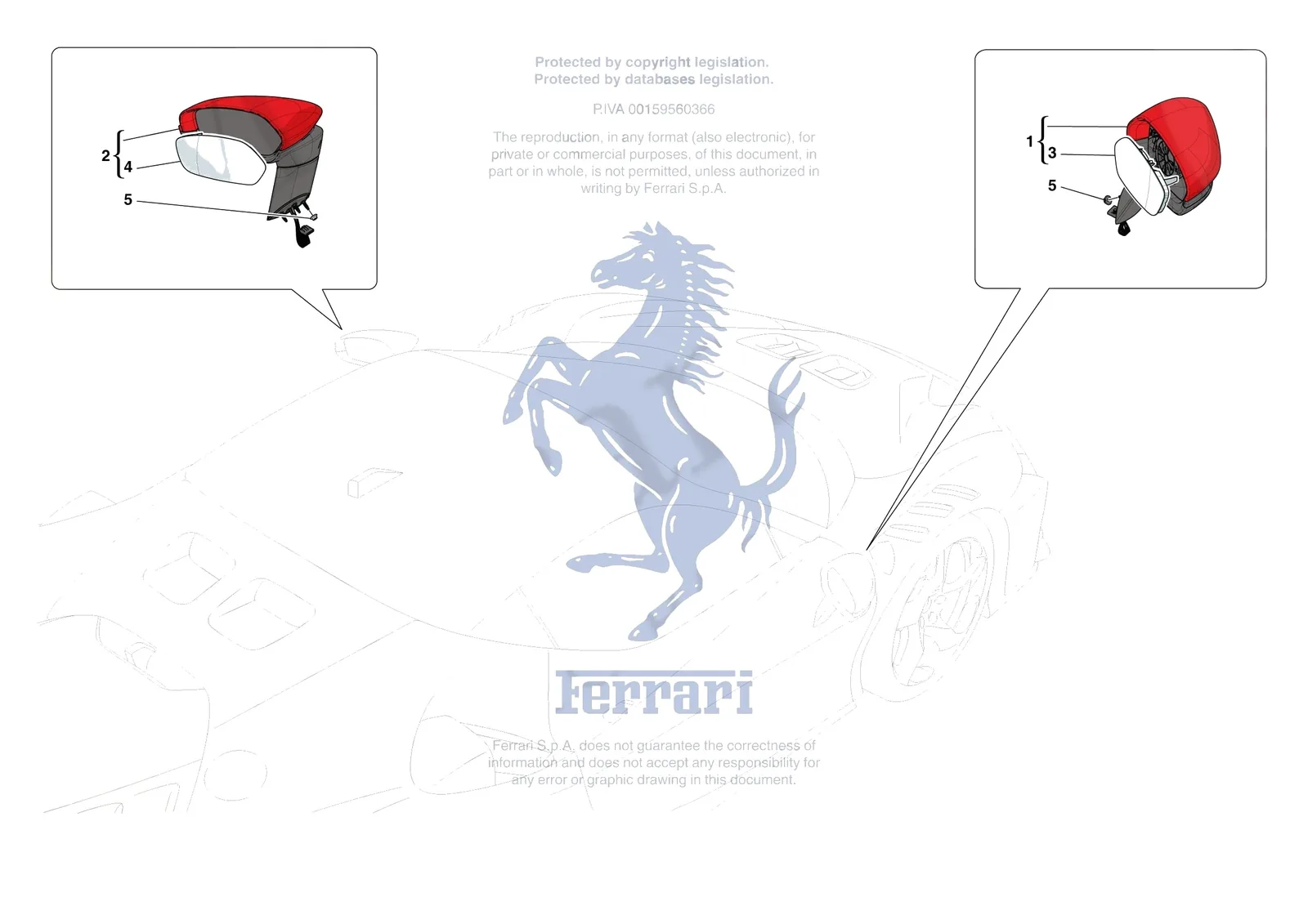 Ferrari SF90 XX Stradale [VEHICLE TRIM] - E.54 - EXTERNAL REAR VIEW MIRRORS exploded diagram