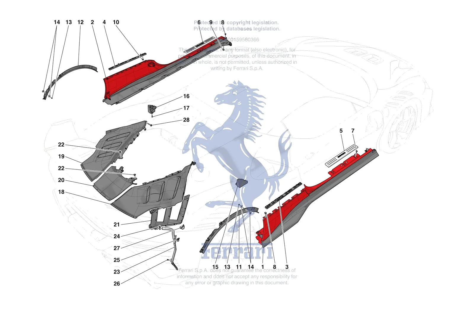 Ferrari SF90 XX Stradale [VEHICLE TRIM] - E.59 - EXTERNAL LATERAL TRIM exploded diagram