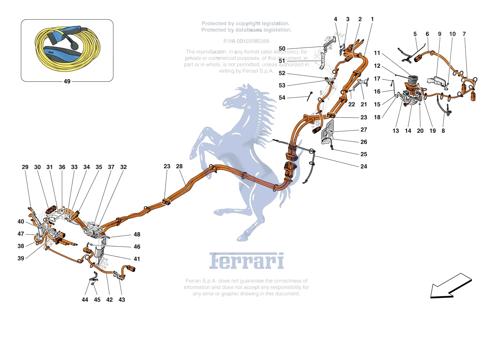 Ferrari SF90 XX Stradale [ELECTRICAL SYSTEM] - F.14 - HIGH VOLTAGE WIRING HARNESSES exploded diagram