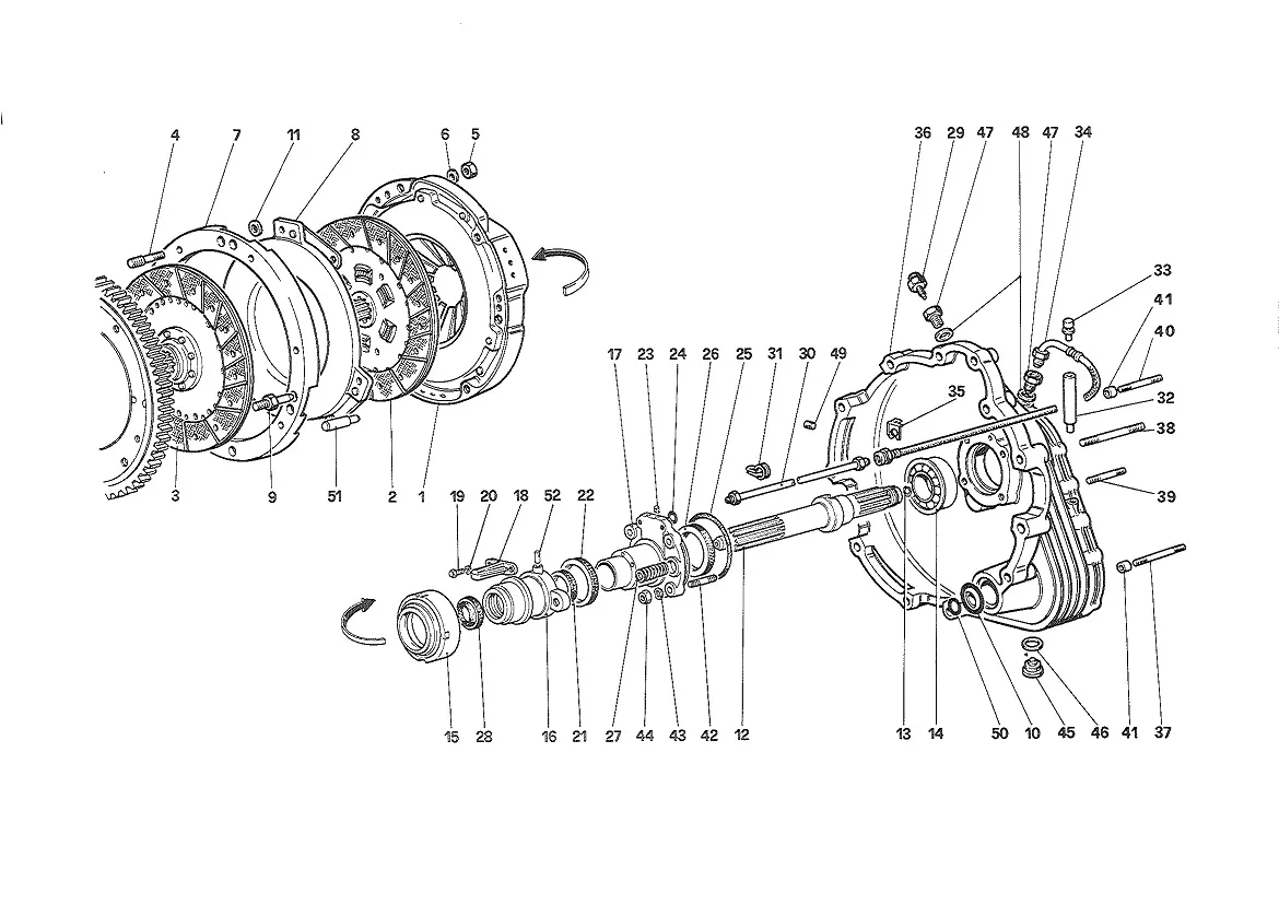 Clutch & Controls - Starting From car N 80095 - 80146 CH - 80177 US (Apr89)
