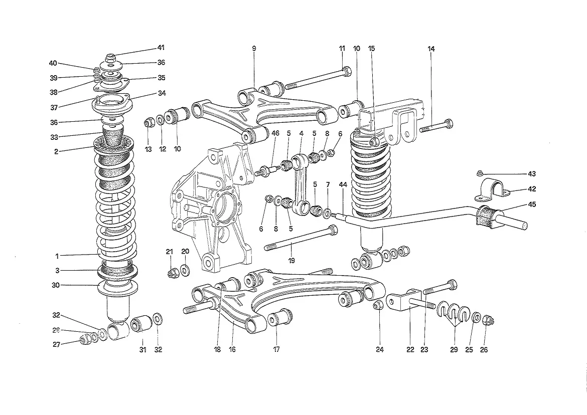 Rear Suspension - Wishbones & Shock Absorbers - Starting From Car N 75997 (Feb88)