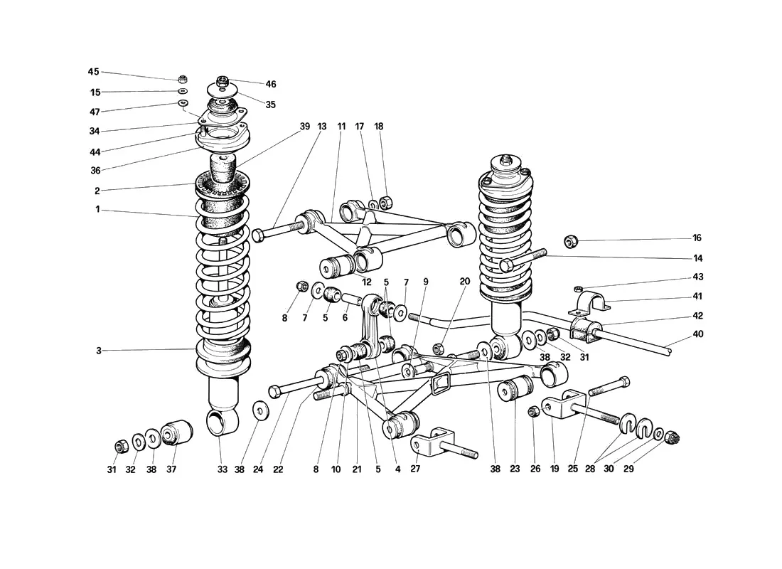 Rear Suspension - Wishbones And Shock Absorbers (Until Car No. 75995)
