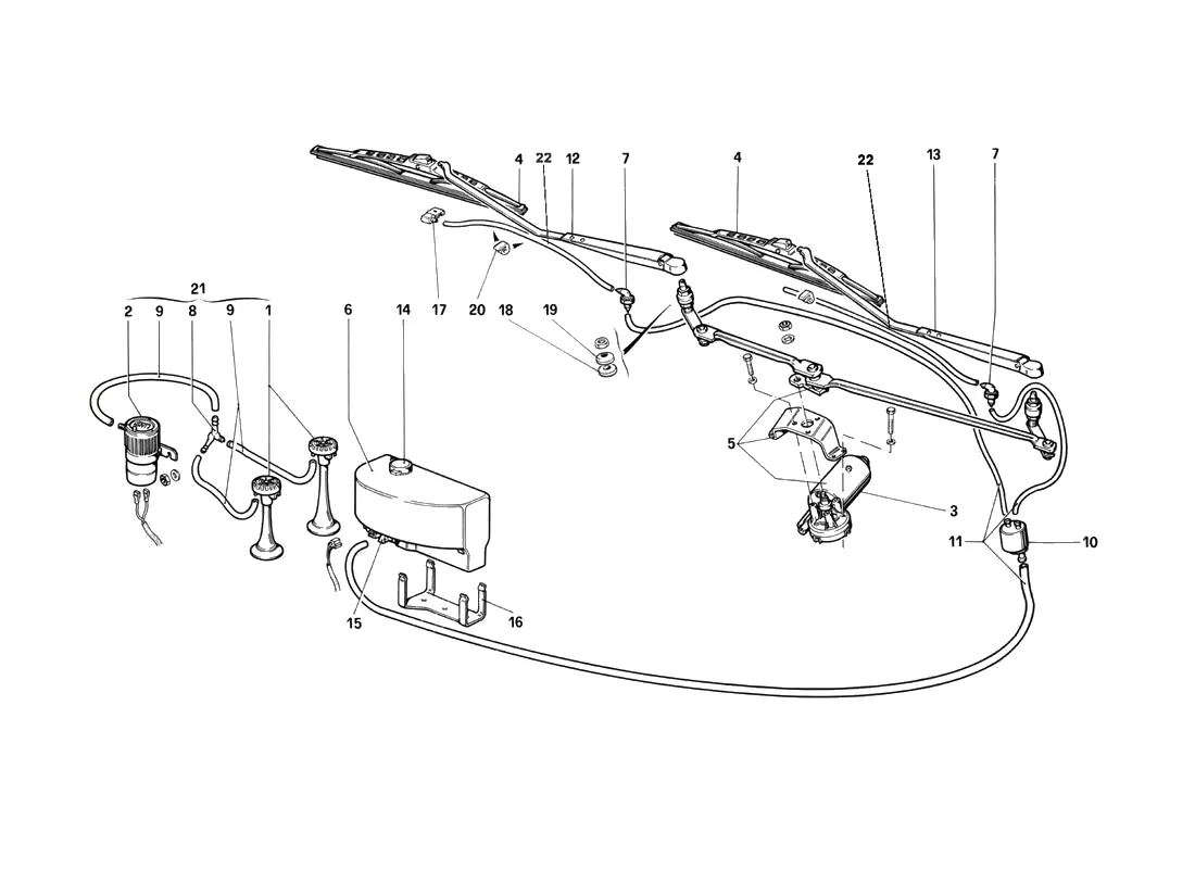 Windshield Wiper, Washer And Horns