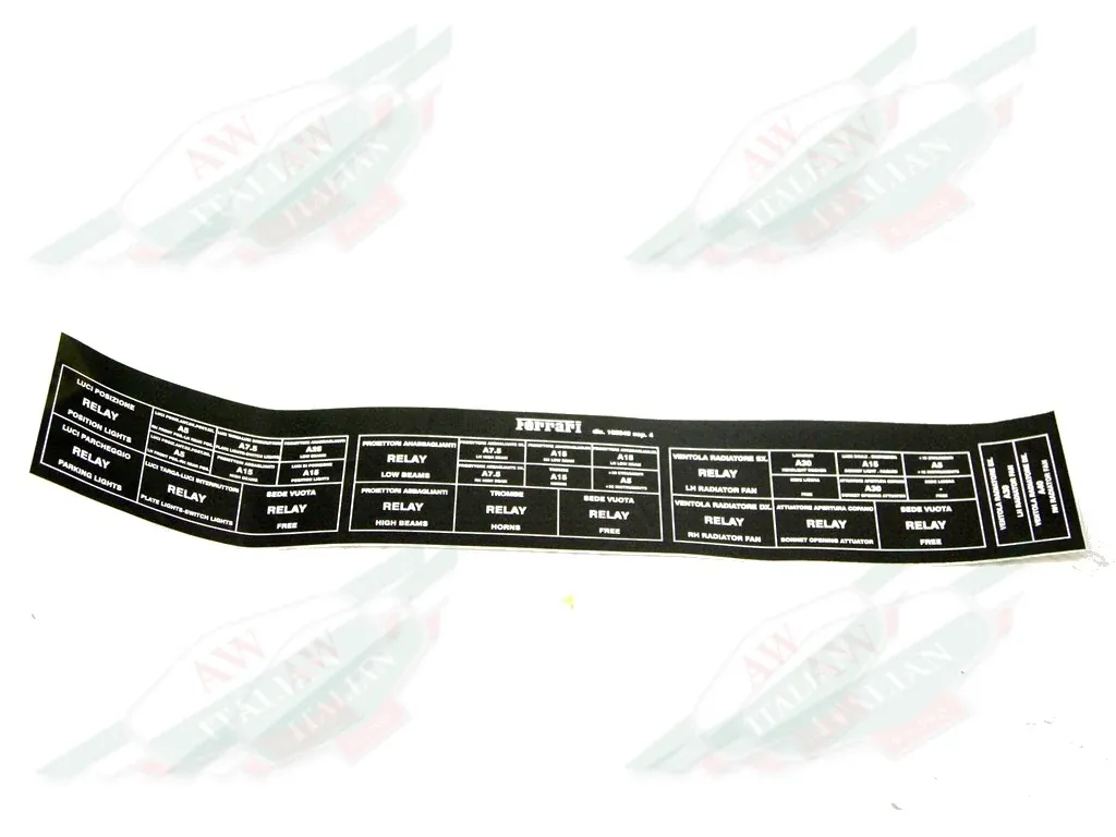 Ferrari Fuse & Relay Nameplate Sticker - 168849