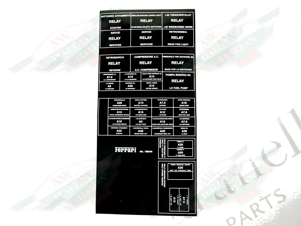Ferrari LH Nameplate Sticker - 186646
