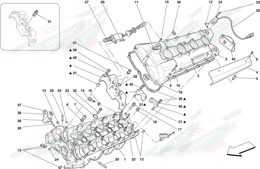 Ferrari LH Cylinder Head With Guides Complete - 218553