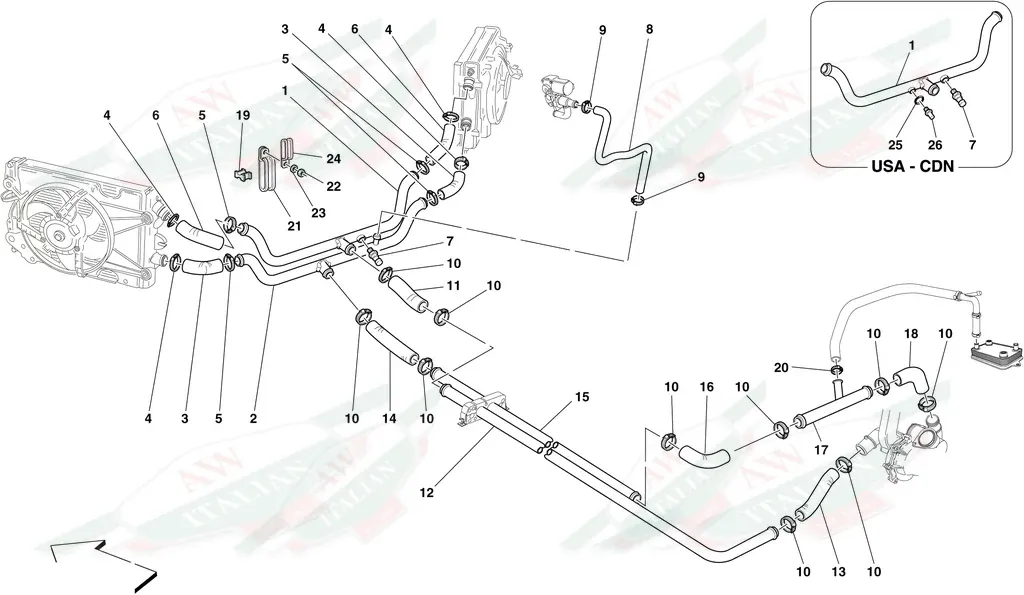 Ferrari Aluminium Water Tube - 241611