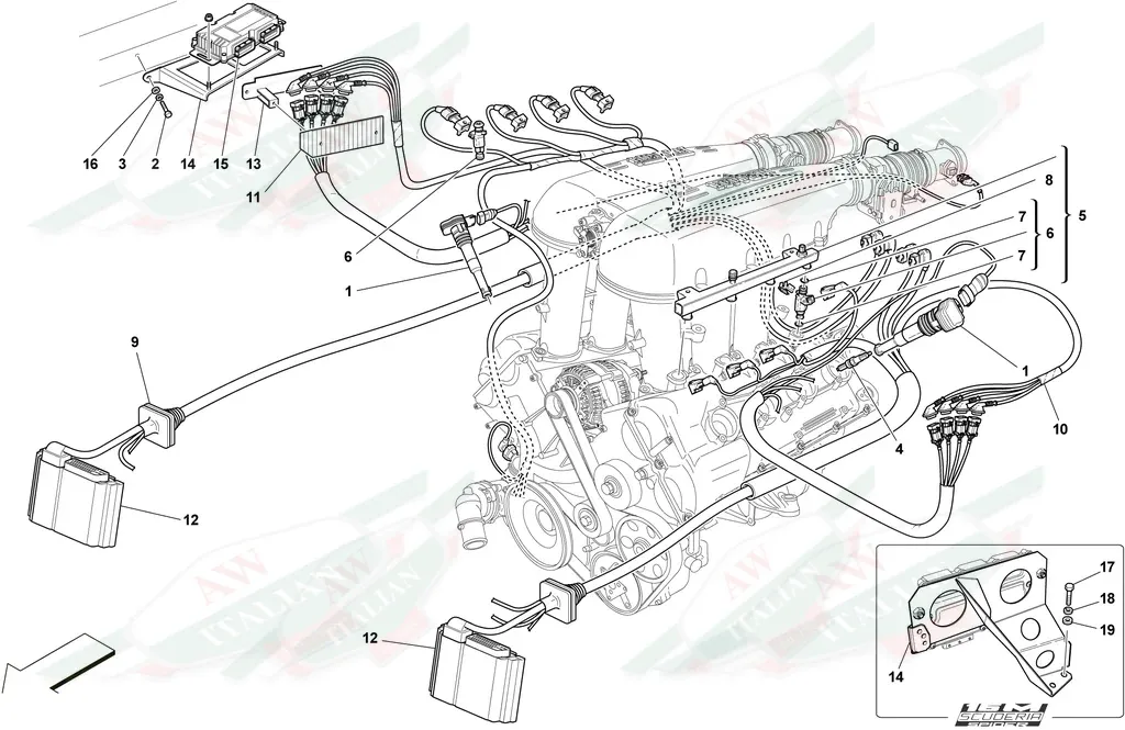 Ferrari RH Cylinder Bank Injector Cables - 249569