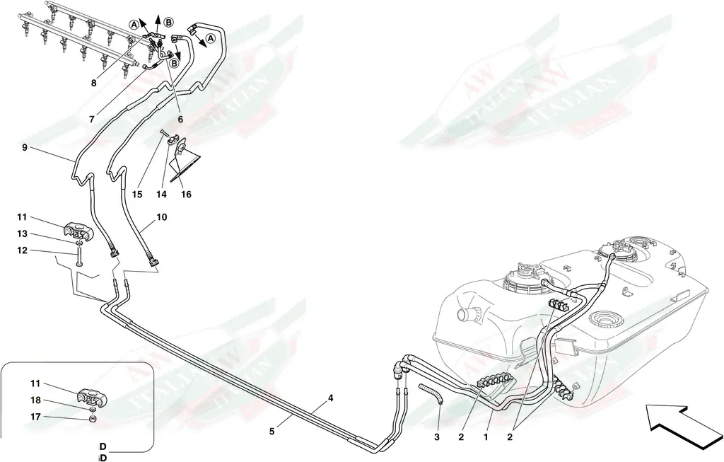 Ferrari LH Front Fuel Pipe LHD - 267265