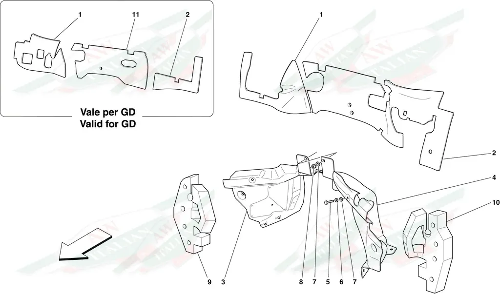 Ferrari LH Upper Firewall Insulation - 69133000