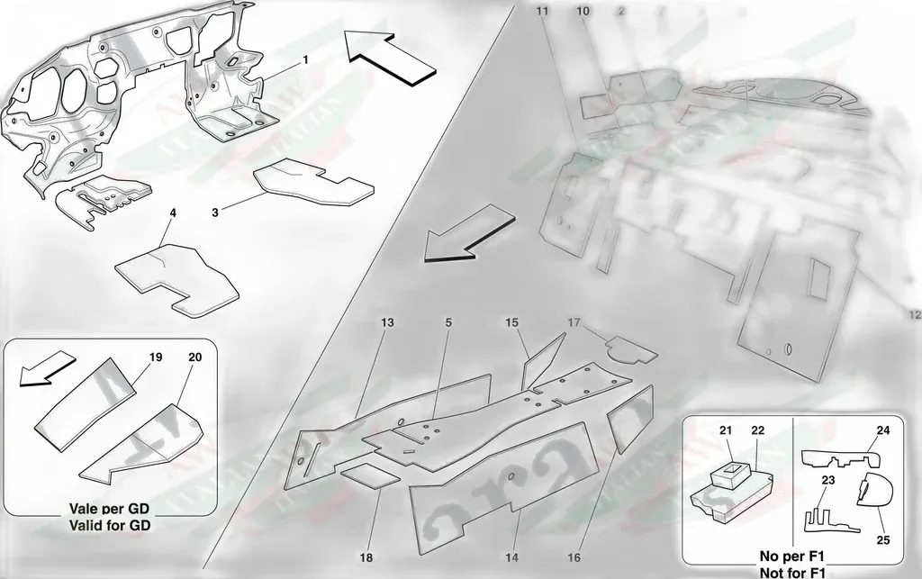 Ferrari LH Rear Centre Consolo Insulation - 69954600