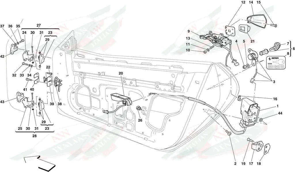 Ferrari RH Mobile Door Hinge - 80205400