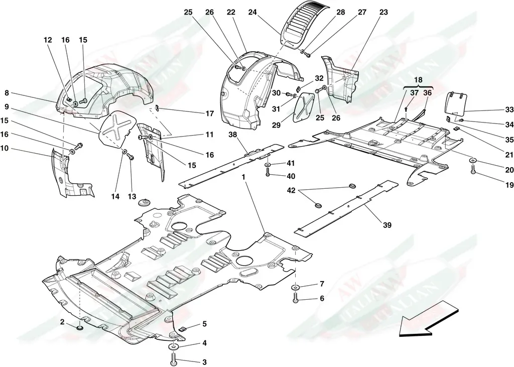 Ferrari RH Wheel Bay Shield - 82704600