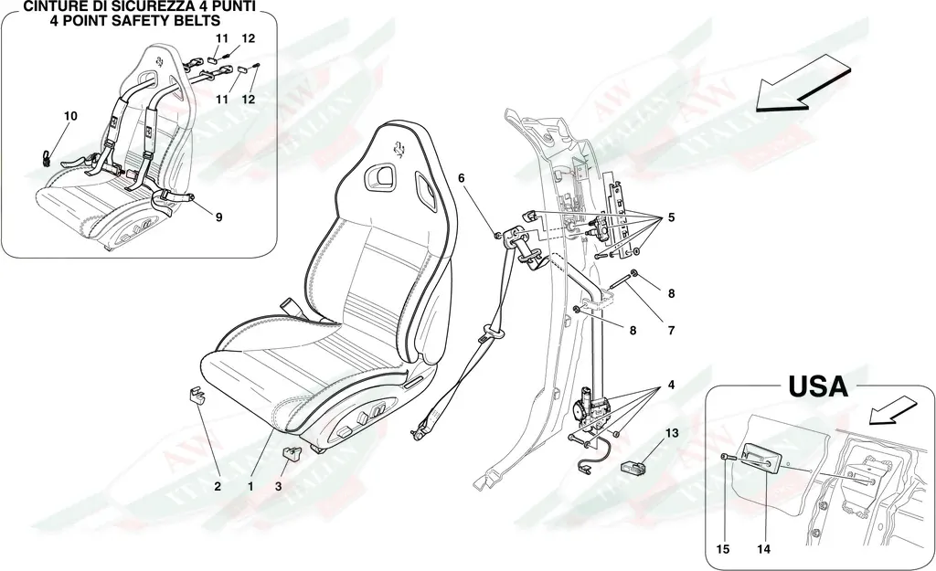 Ferrari RH Seat With Guide Rails Complete - 83267300