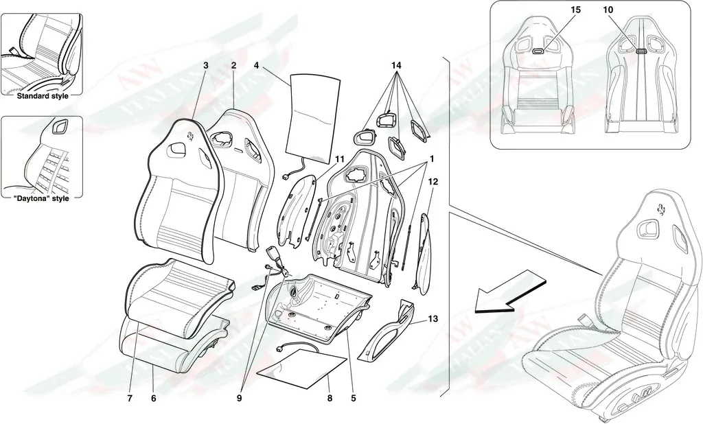 Ferrari RH Backrest Upholstery - 83630300