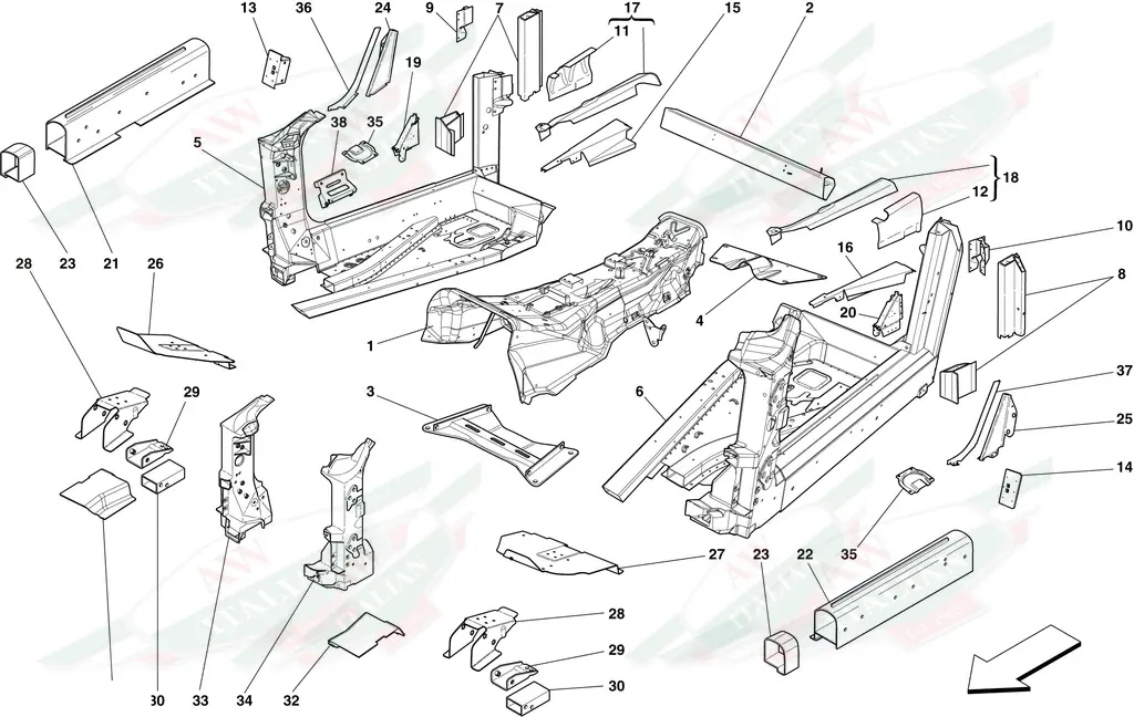 Ferrari RH Roof Beam Joint - 985262012