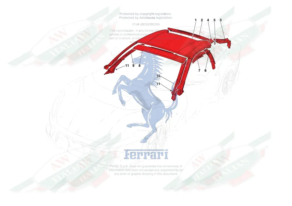 Ferrari Compl. LH Rear Roof Beam - 985963039