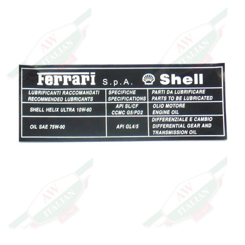 Ferrari Adhesive Plate Engine Oil - 230680