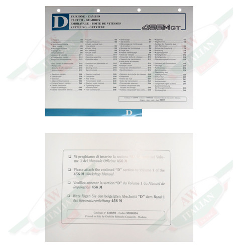 Ferrari 456 MGT Workshop Manual Section D - 95990354