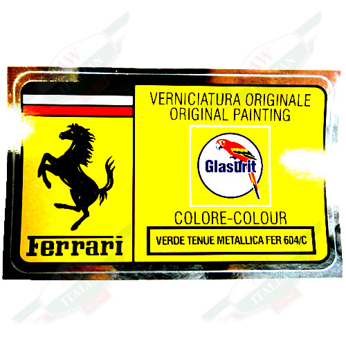 Ferrari Paint Code Sticker (VERDE TENUE METALLICA FER 604/C) - FER02150