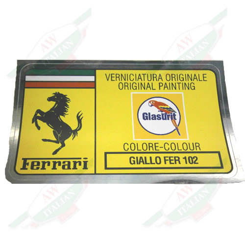 Ferrari Paint Code Sticker (GIALLO FER 102) - FER02180