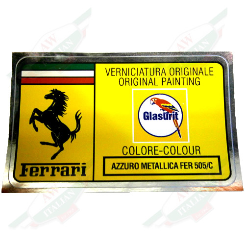 Ferrari Paint Code Sticker (AZZURO METALLICA FER 505/C) - FER02210
